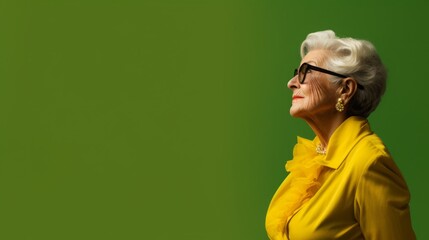Elegant Senior Woman in Yellow with Sunglasses