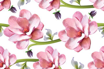 Obraz premium pink and white seamless flowers