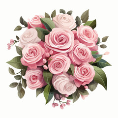 Rose Bouquet Clipart Clipart isolated on white background