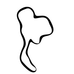 Thailand country simplified map. Black ink smooth outline contour on white background. Simple vector icon