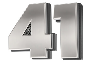 41 Number Silver And Black 3D Render