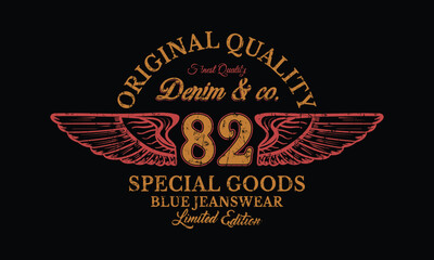 Original Quality Denim Co. 82 special goods Slogan with Grunge Effect Print for Hoodie, Tee Shirt All boys & girls