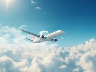 Fototapeta na wymiar airplane in the sky minimalist photo-realistic