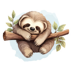 Sleepy Sloth Clipart Clipart isolated on white background
