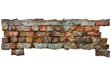 Old bricks banner on transparent background Generative Ai 