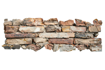 Old bricks banner on transparent background Generative Ai 