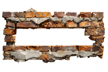 Old bricks banner on transparent background Generative Ai 