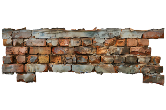 Old bricks banner on transparent background Generative Ai 