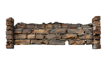 Old bricks banner on transparent background Generative Ai 