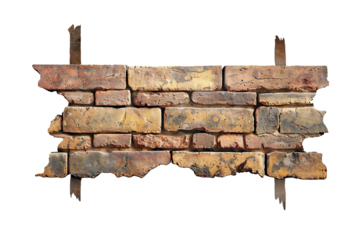 Old bricks banner on transparent background Generative Ai 