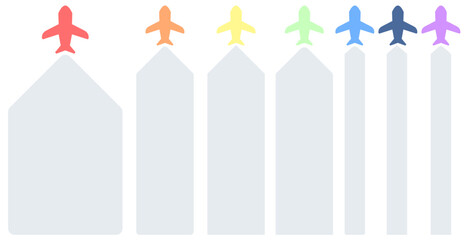 텍스트입력이 가능한 비행기 텍스트라벨 리본 아이콘 여행, 여행사 여행가이드 템플릿 PPT에 활용