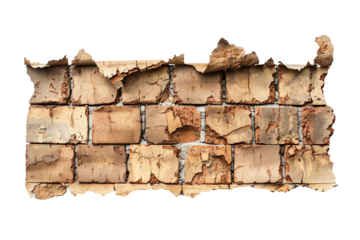 Old bricks banner on transparent background Generative Ai 