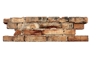 Old bricks banner on transparent background Generative Ai 