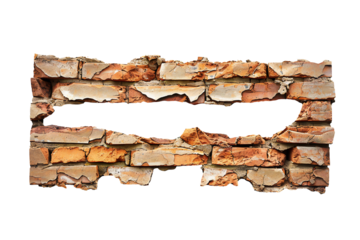Old bricks banner on transparent background Generative Ai 