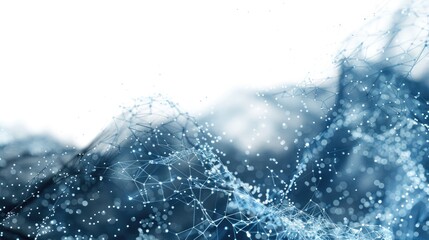 Obraz premium Blue digital network overlay on landscape