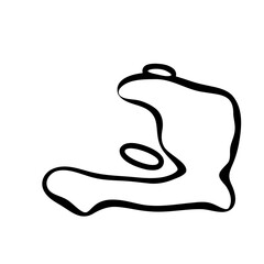 Haiti country simplified map. Black ink smooth outline contour on white background. Simple vector icon