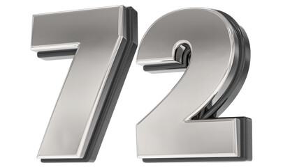 72 Number Silver And Black 3D Render