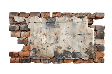 Old bricks banner on transparent background Generative Ai 
