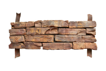Old bricks banner on transparent background Generative Ai 
