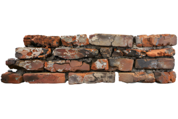 Old bricks banner on transparent background Generative Ai 