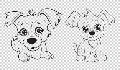 Dog icon symbol set, vector illustrations on transparent background