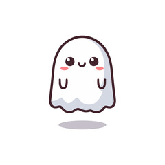 kawaii cute ghost sticker t shirt logo vector illustration template design