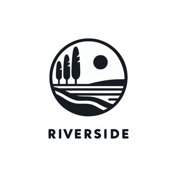 riverside nature logo vector illustration template design