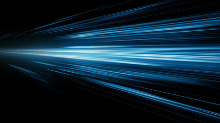 digitally generated image of blue light and stripes moving fast over black background.