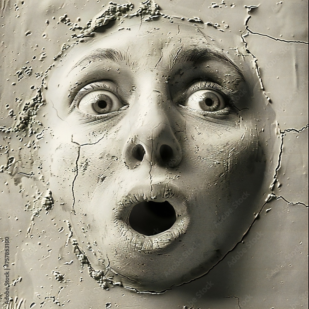 Aufkleber Funny face hole design Generative Ai 