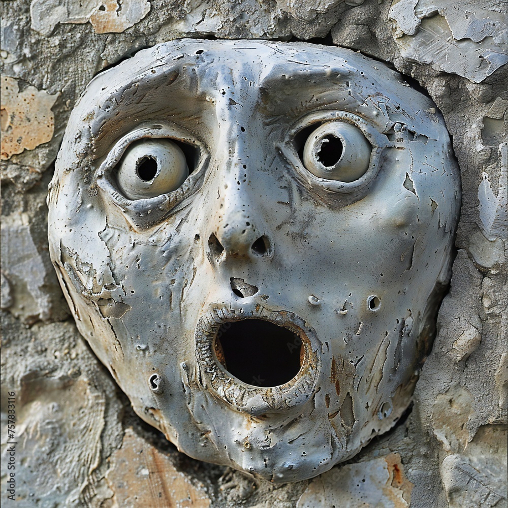 Aufkleber funny face hole design generative ai