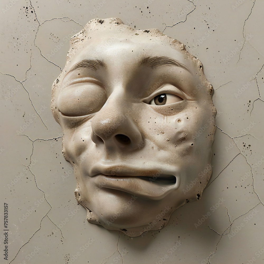 Poster funny face hole design generative ai