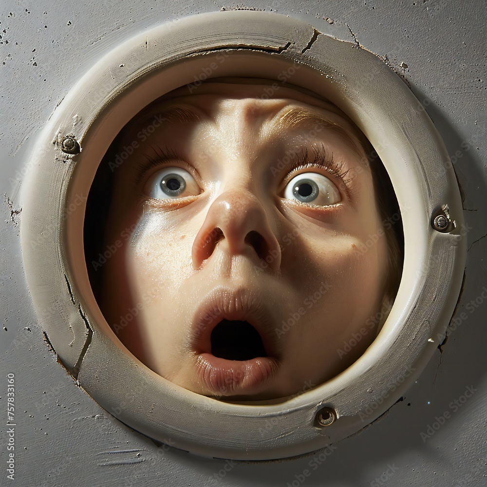 Aufkleber funny face hole design generative ai