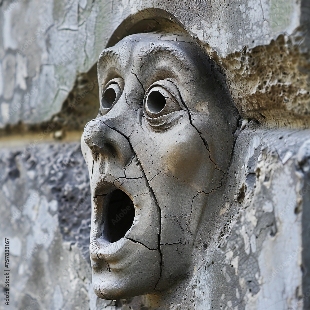 Poster Funny face hole design Generative Ai 