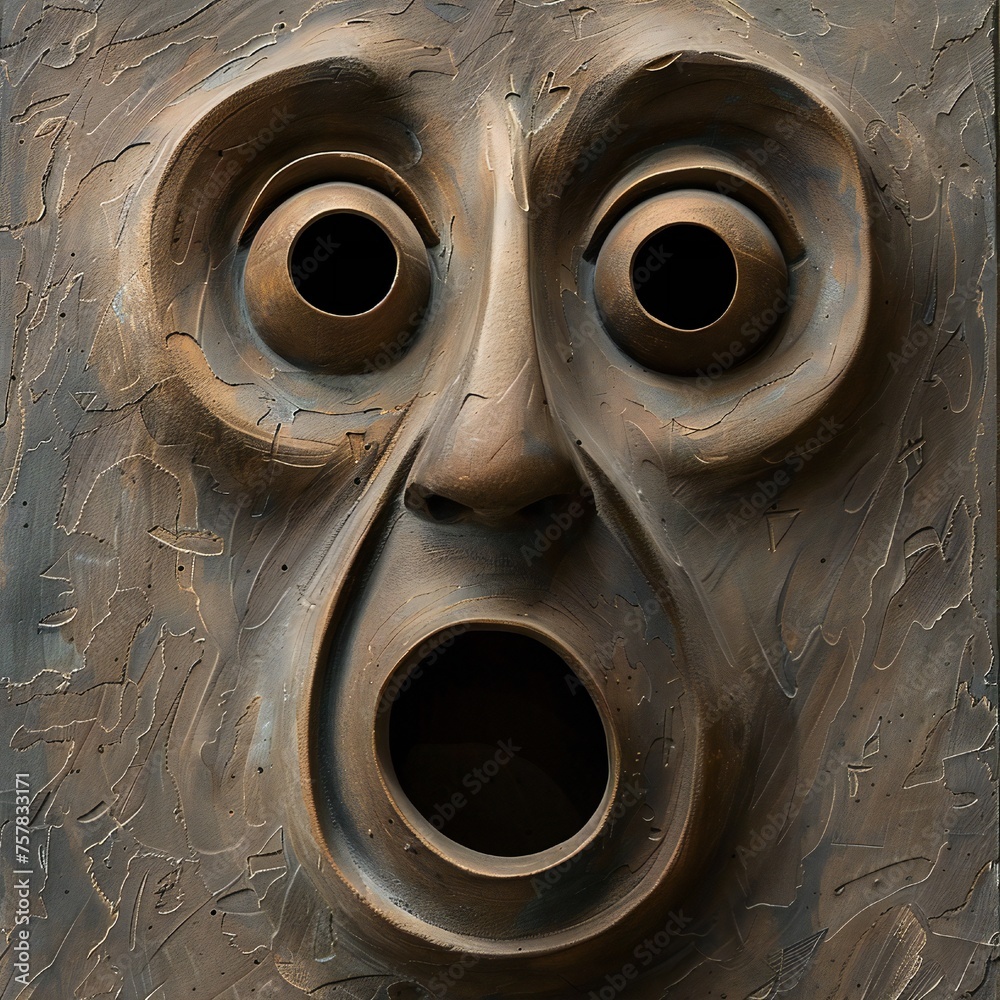 Aufkleber funny face hole design generative ai