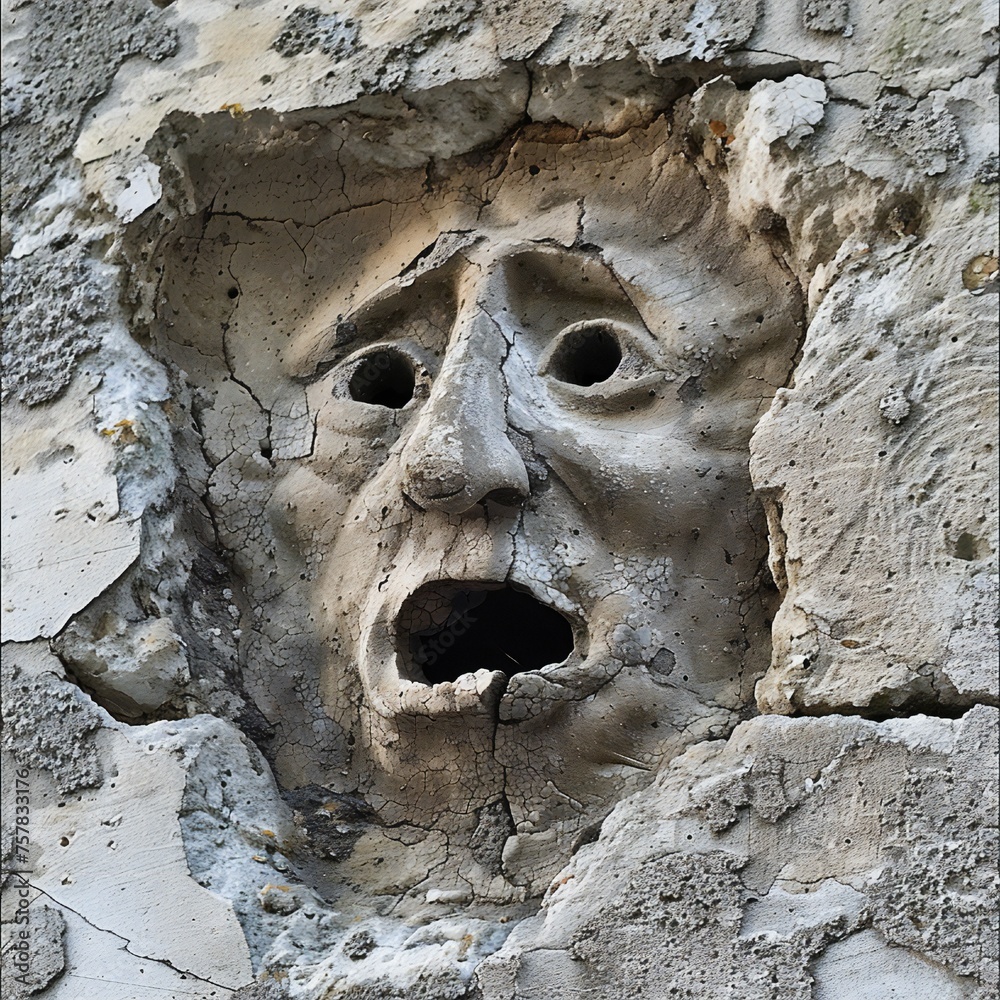 Poster funny face hole design generative ai
