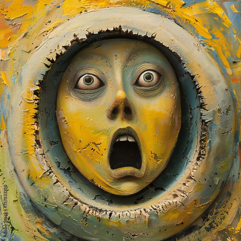 Aufkleber Funny face hole design Generative Ai 
