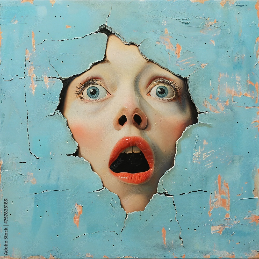 Poster funny face hole design generative ai