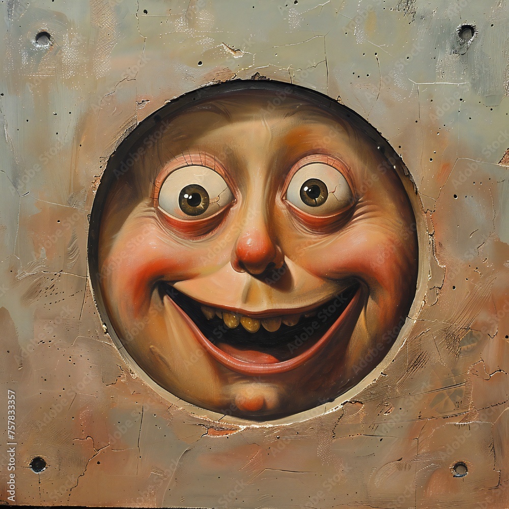Poster funny face hole design generative ai