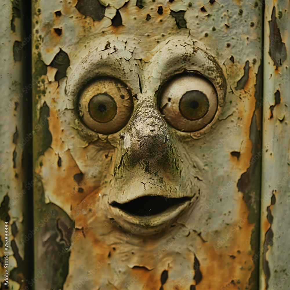 Aufkleber funny face hole design generative ai