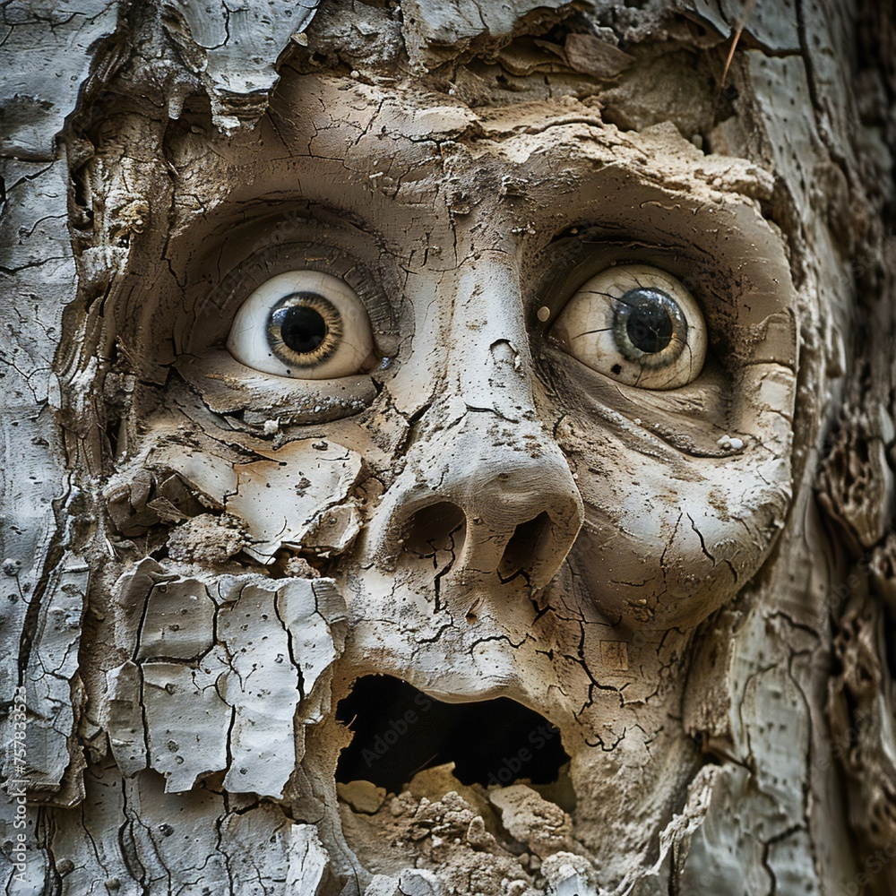 Poster Funny face hole design Generative Ai 