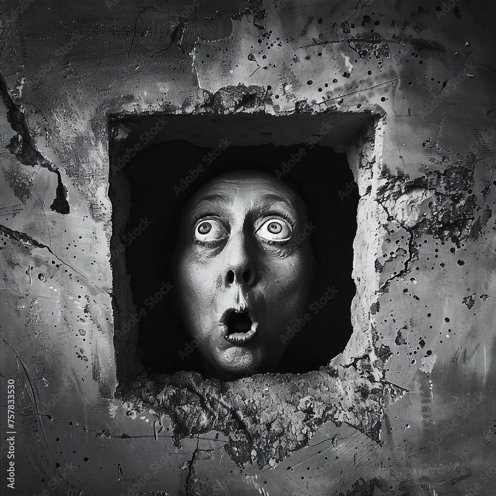 Aufkleber Funny face hole design Generative Ai 