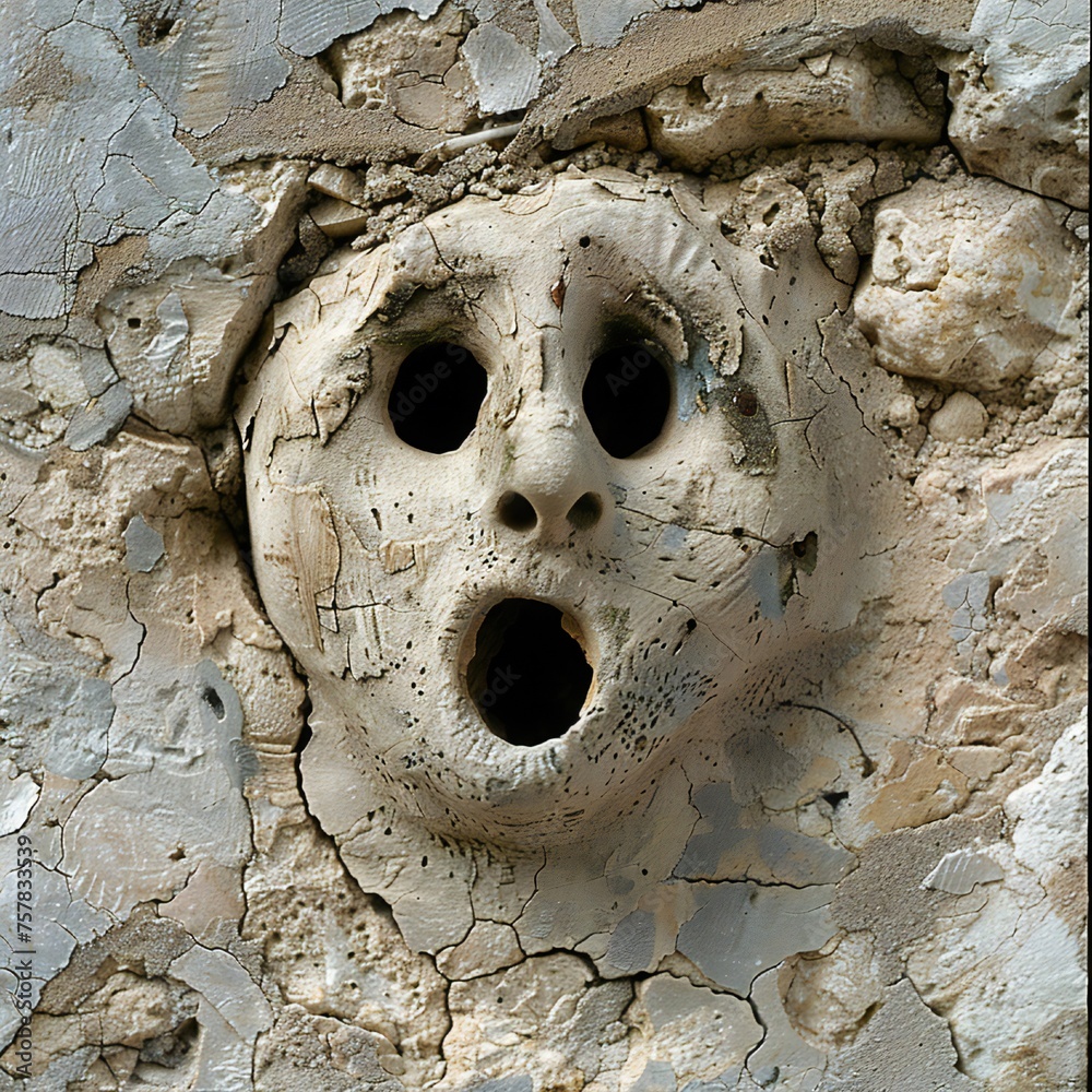 Poster funny face hole design generative ai