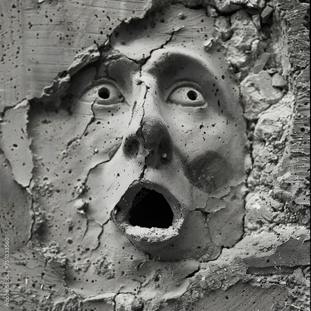 Poster Funny face hole design Generative Ai 