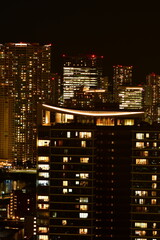 Fototapeta na wymiar Tokyo at night scityscape from skyscraper river bridges
