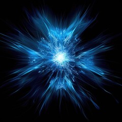 Beautiful Abstract Blue Spark Burst Background with Bright Center Beam