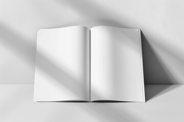 Blank Square Magazine Mockup on White Background. Page Template for Catalog, Book, or Magazine with Empty Paper