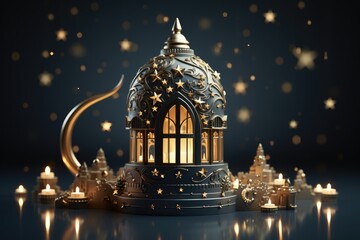 Obraz premium islamic greeting card for Ramadan kareem or ied mubarak background