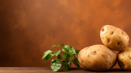 Potato on a brown background