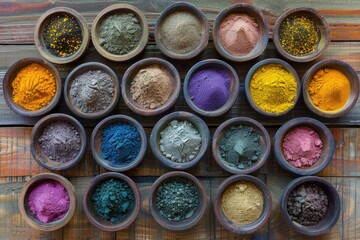 Colorful Natural Pigment Powder Set from Herbs. Many-Colored Dye for Colouring from Nature