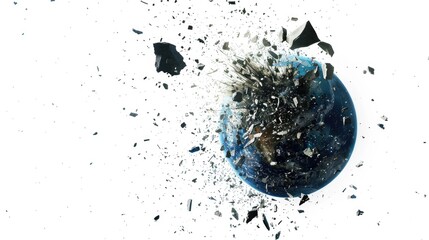 Debris in Earth Orbit - Dangerous Junk Floating in Space - Isolated on White Background